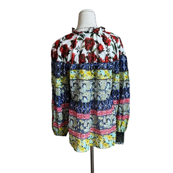 ALICE + OLIVIA Marlyn Floral Tie-Neck Button Down Tiered Blouse size XL - Picture 7 of 13